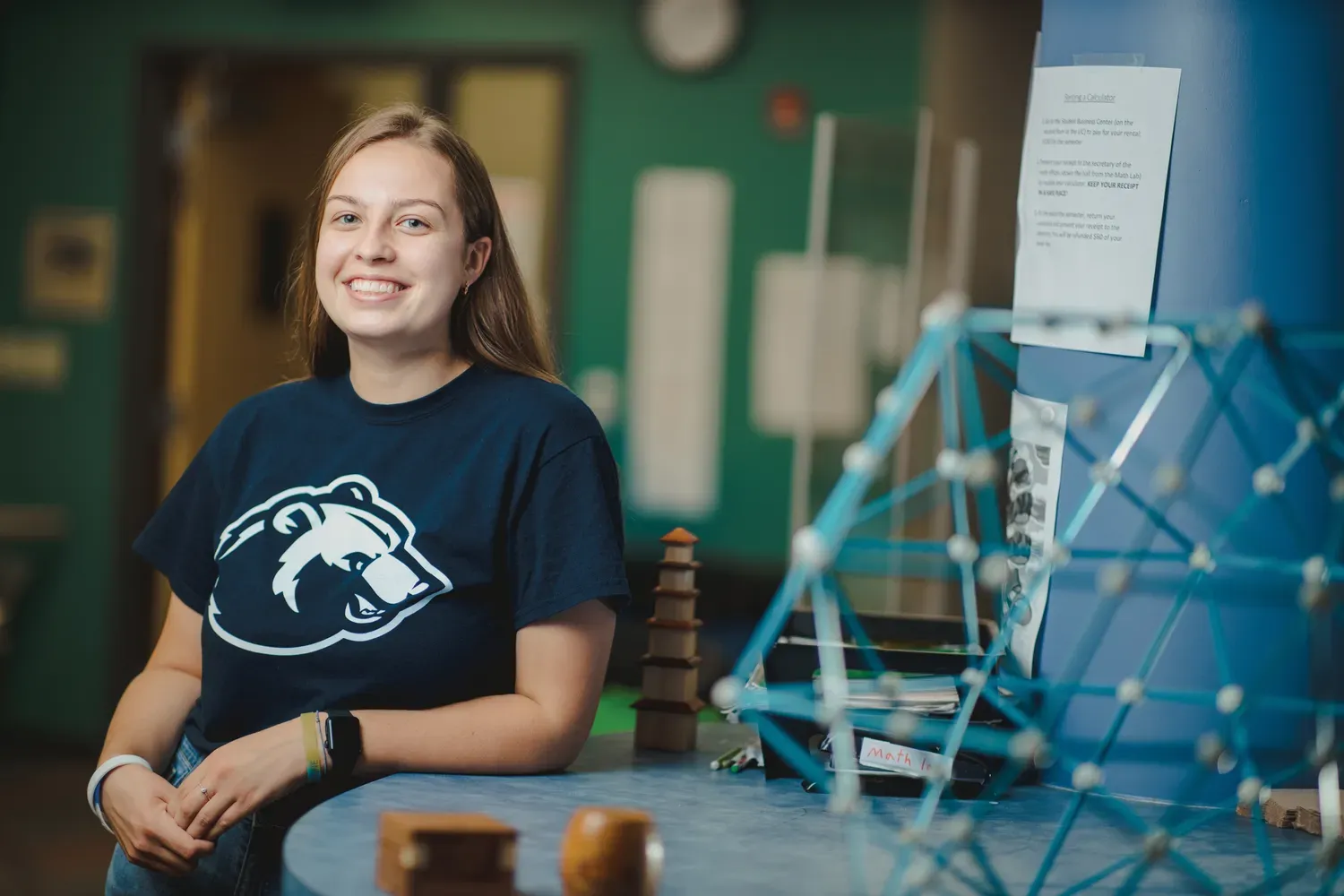Math student smiling in the classroom