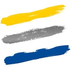 graphic showing the colors gold, silver, and royal blue