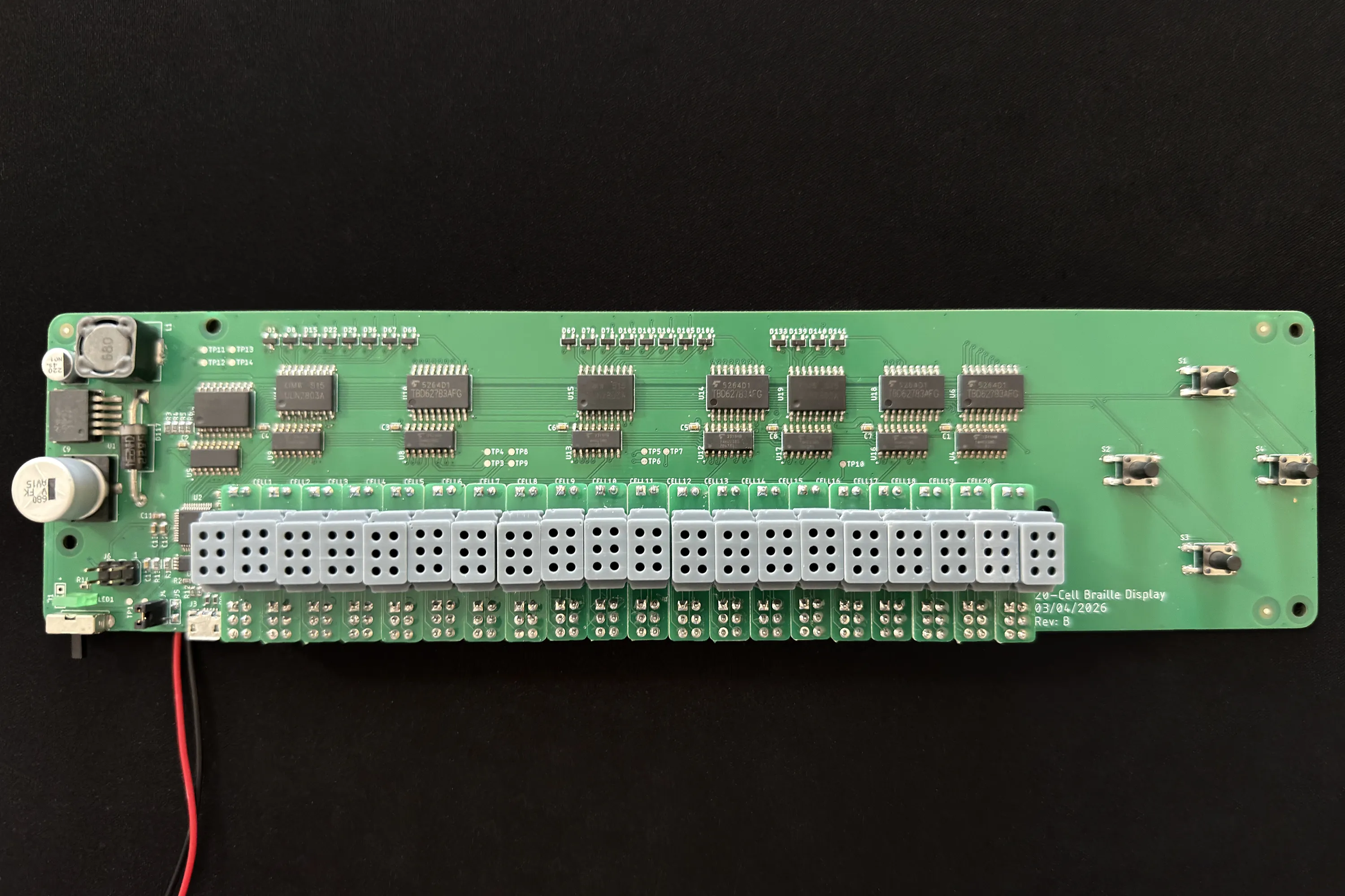 Refreshable braille display prototype built by Shawnee State Computer Engineering Technology students.