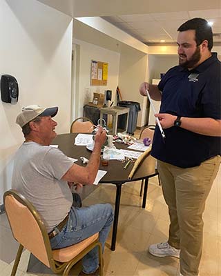 Two people in OT facility